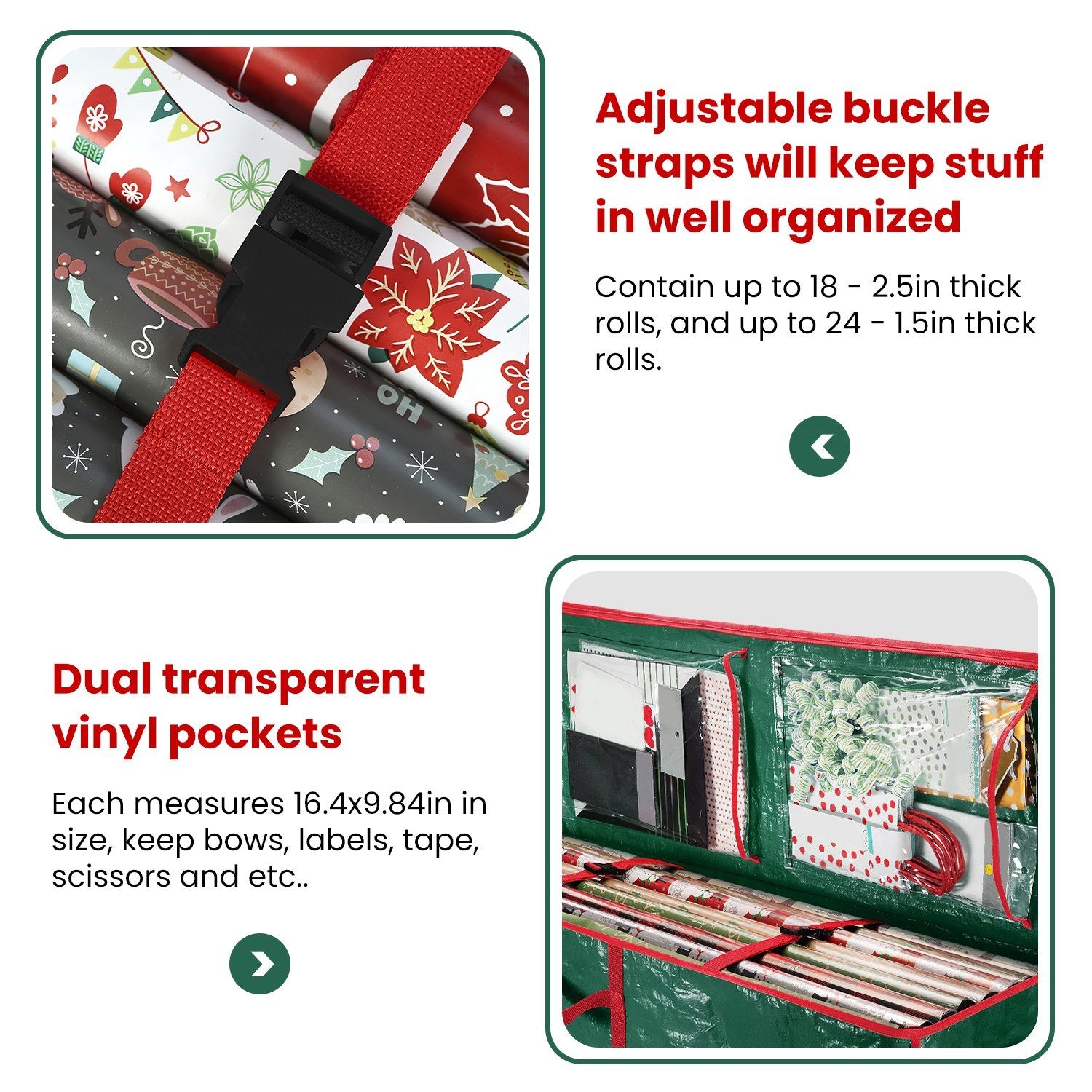 2Pcs Christmas Wrapping Paper Storage Containers - BagNook