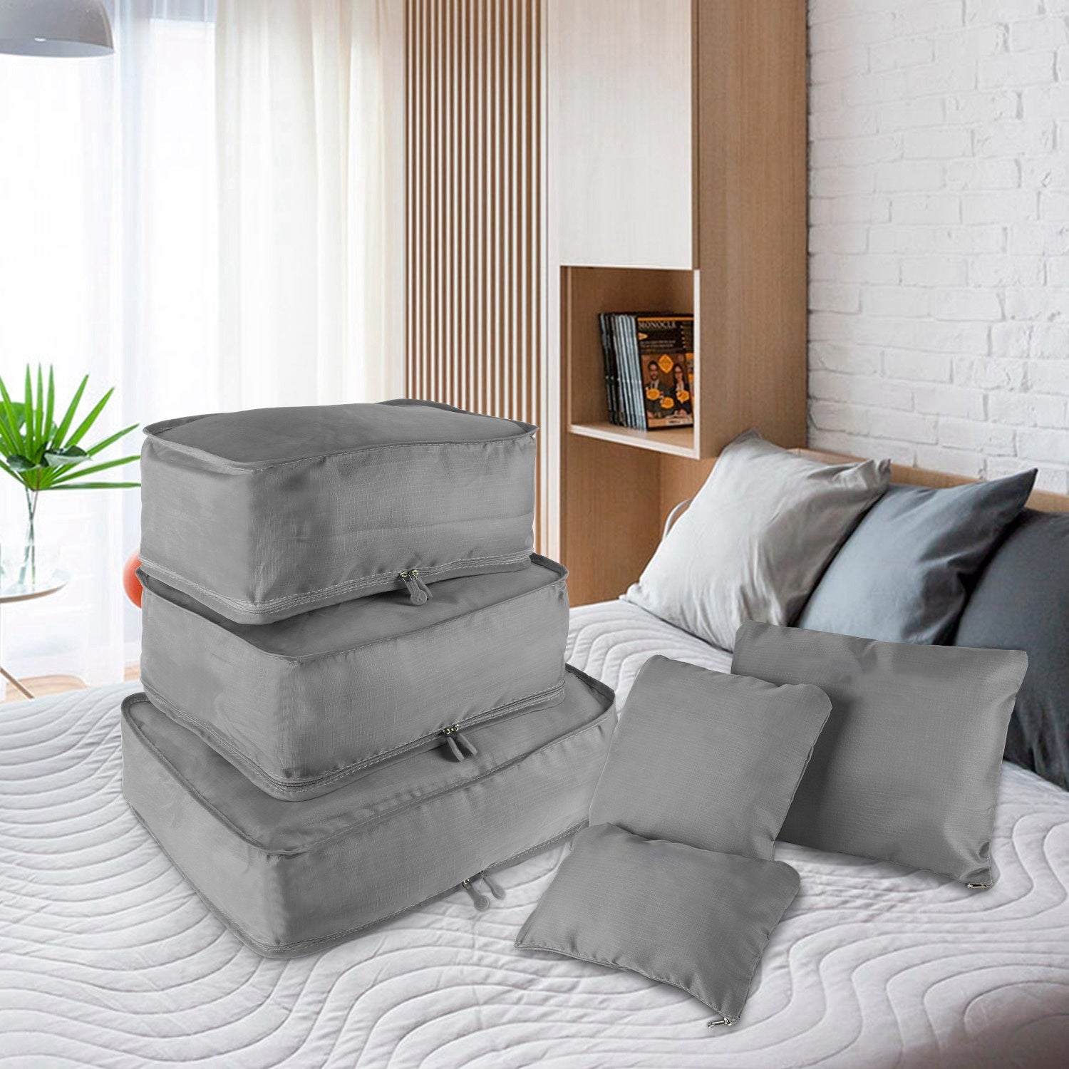 (gray)9pc Travel Luggage Organizer - BagNook