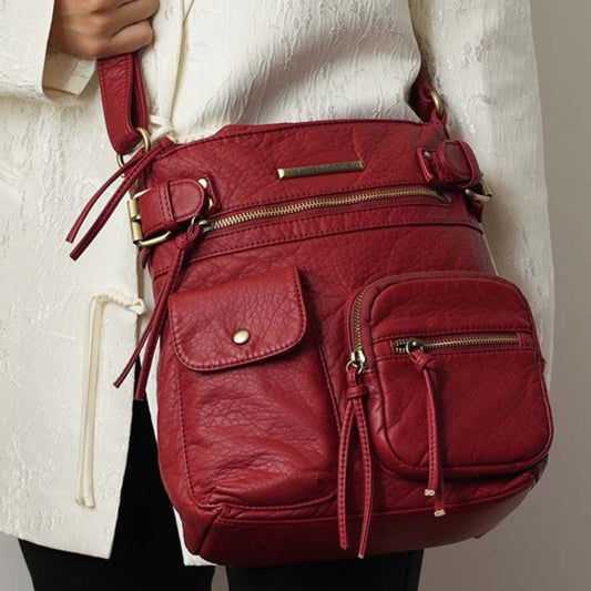 (red)Vintage Stiella Shoulder Handbag by Mia K - BagNook