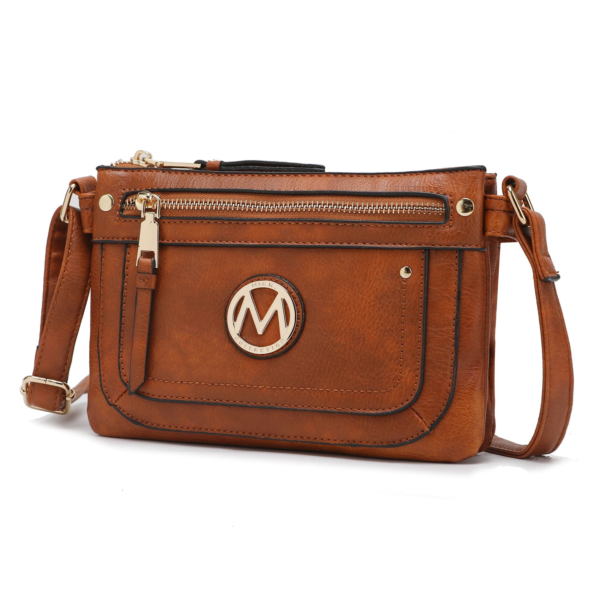 (c. brown)Elaina Multi Pocket Crossbody Handbag by Mia K - BagNook