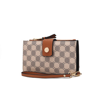 (cognac)Solene Circular Print Wristlet Wallet by Mia K - BagNook