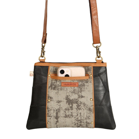 Noa Angled Crossbody Bag - Carbon Grey - Upcycled - BagNook