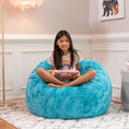 Load image into Gallery viewer, Jaxx Saxx 3 ft Bean Bag Chair - Faux Fur - Maui Turquoise - BagNook
