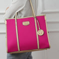 Load image into Gallery viewer, (fuchsia ivory)Kindred Oversize Tote Vegan Leather by Mia k - BagNook
