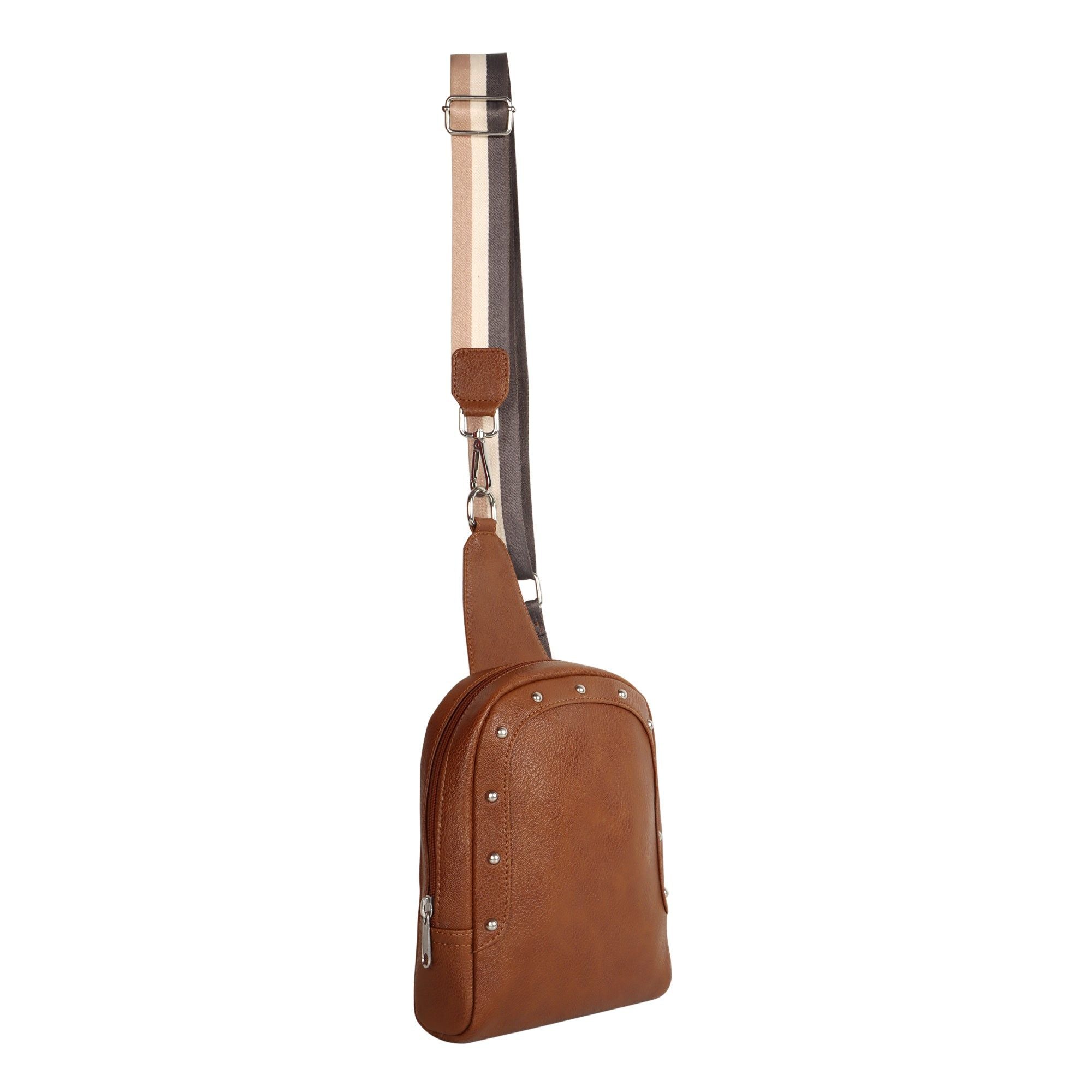 Tour Sling backpack w/ Front Pocket - Classic Brown - Upcycled - BagNook