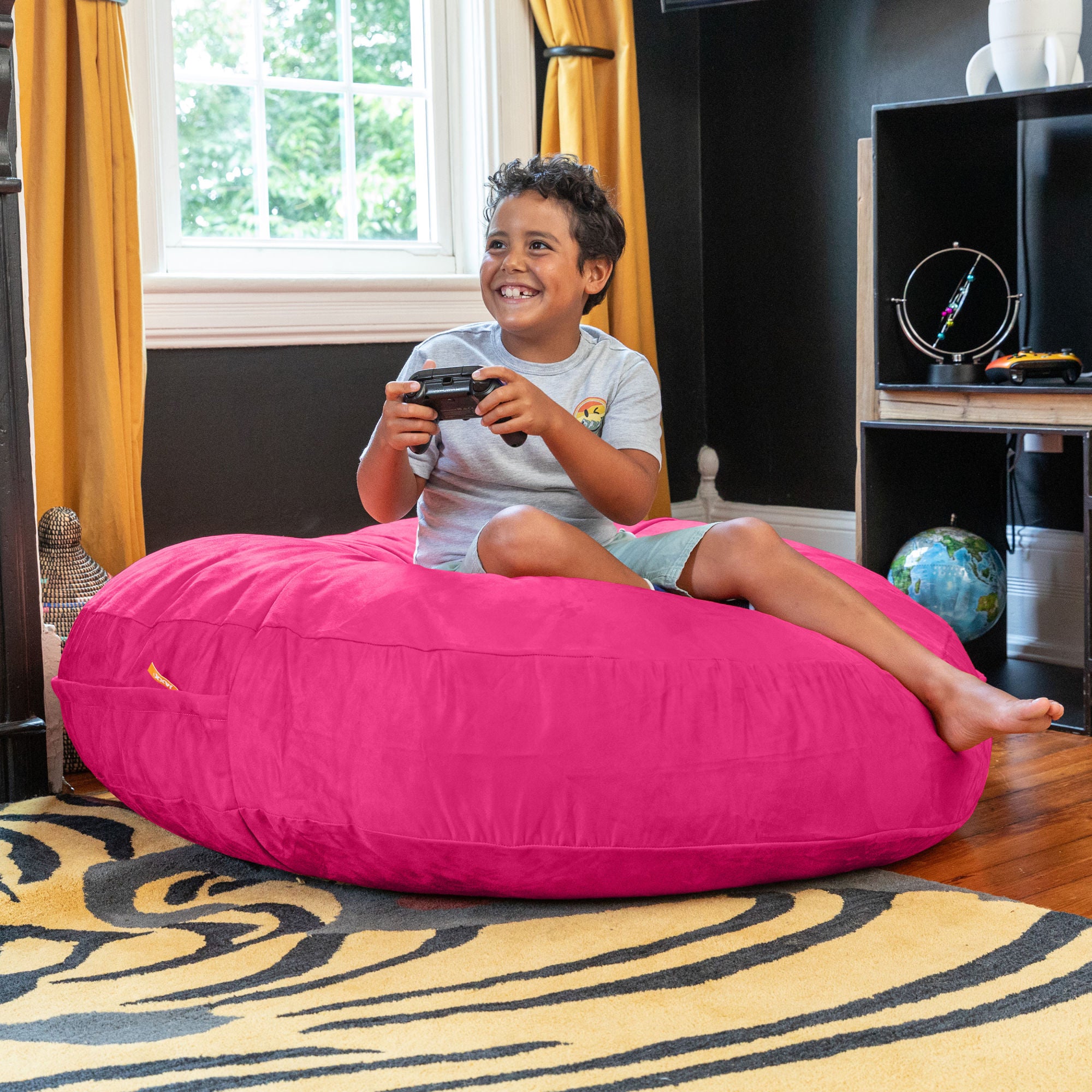 Jaxx 4 ft Cocoon Kids Bean Bag, Fuchsia - BagNook