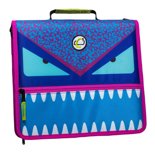 (purple)The Dual Monster - 2-1.5in D Ring Zipper Binders w/Pencil Case - BagNook
