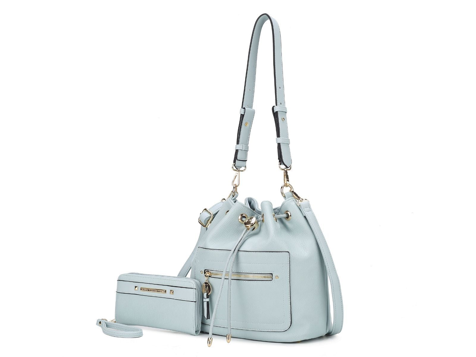 (light blue)Larissa Women's Bucket Bag with Wallet by Mia k - BagNook