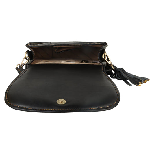 Vivo Saddle Bag - Upcycled Leather & Vegan Leather - Black - BagNook