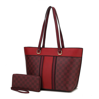 (burgundy-burgundy)Fabiola Tote Handbag with Wallet by Mia k - BagNook