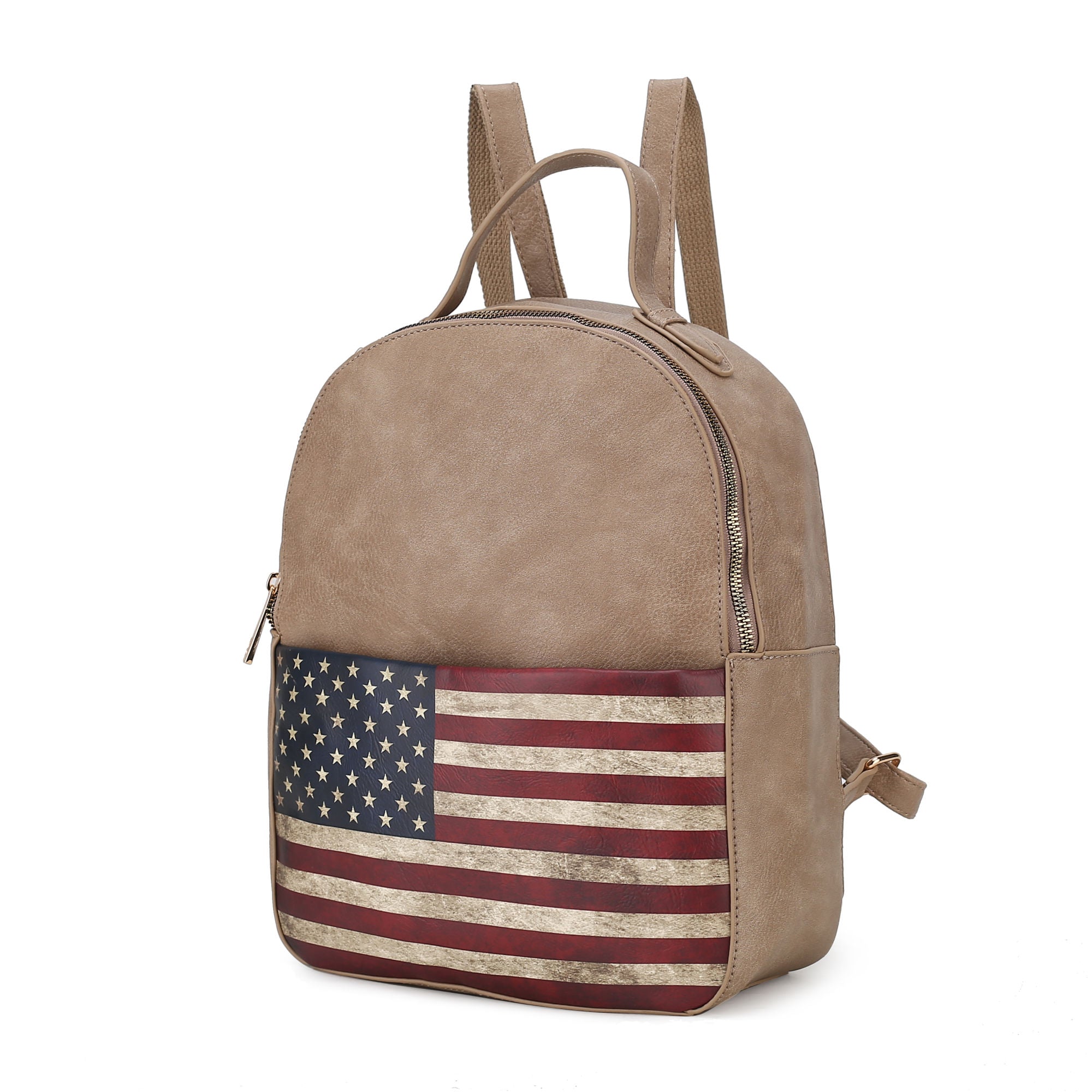 (taupe)Briella Vegan Leather Women FLAG Backpack by Mia K - BagNook