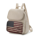 Load image into Gallery viewer, (beige)Regina Vegan Leather FLAG Backpack by Mia K - BagNook
