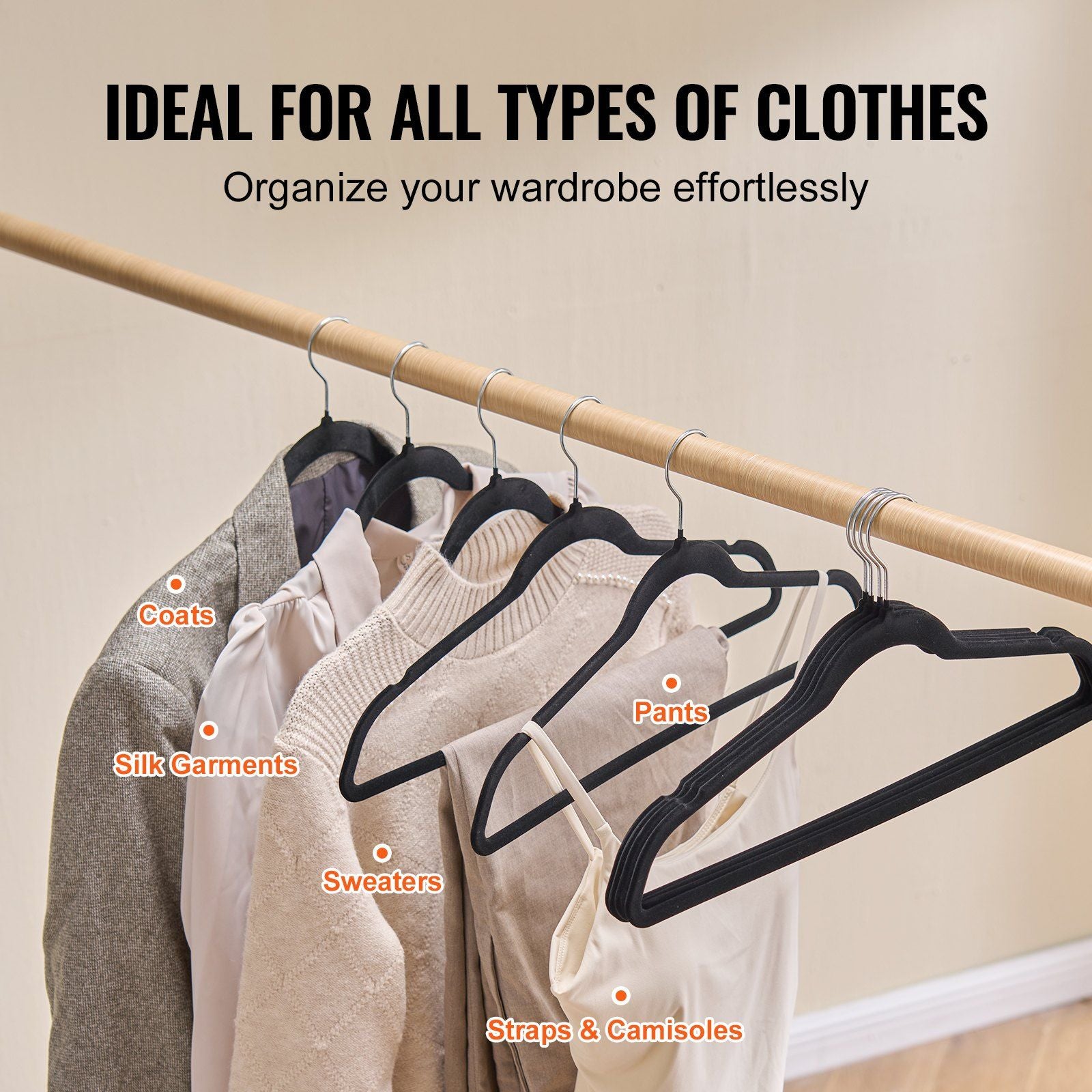 50 Non-Slip Velvet hangers, 360 swivel hook - bagNook.com
