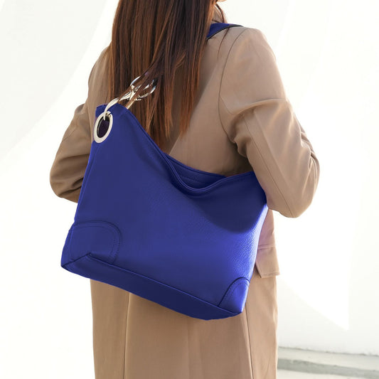 (royal blue) Hobo Bag with Silver-Tone Hardware - bagNook.com