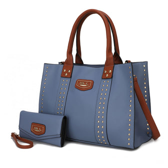 (denim)Davina Tote Set w/wallet her Crossover Womens Purse by Mia K - BagNook