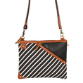 Load image into Gallery viewer, Grayson Wide Crossbody Bag w/ Pocket - Striped - Upcycled Leather - BagNook
