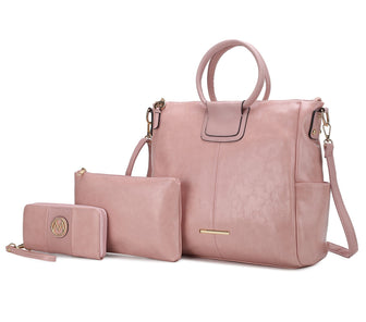 (pink)Zori Tote Handbag w/Pouch & Wallet by Mia k - BagNook