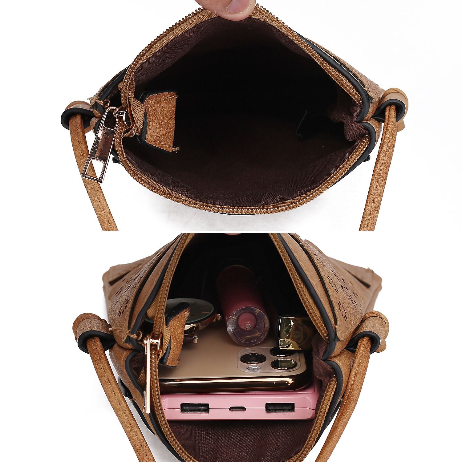 (beige)Amentia Crossbody Vegan Leather Bag by Mia K - BagNook