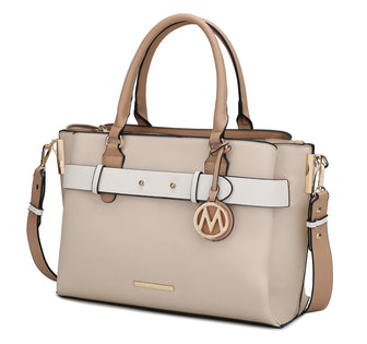 (beige)Jamie Satchel Handbag by Mia K - BagNook