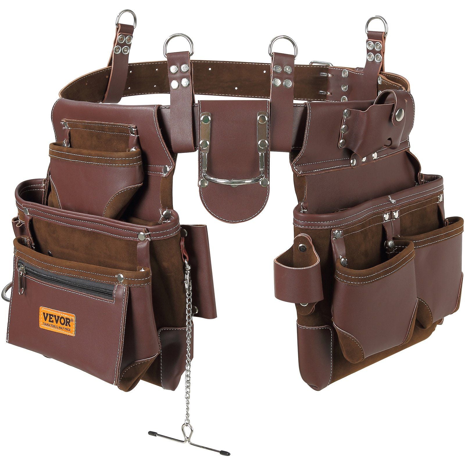 Adjustable Tool Belt, Brown - Cushioned for Comfort & Easily Customizable - BagNook