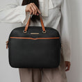 Load image into Gallery viewer, (black)Rose Vegan Leather Laptop Briefcase by Mia K - BagNook
