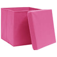 Load image into Gallery viewer, Storage Boxes w/Lids 4pc 12.6"x12.6"x12.6" Fabric - Pink - BagNook
