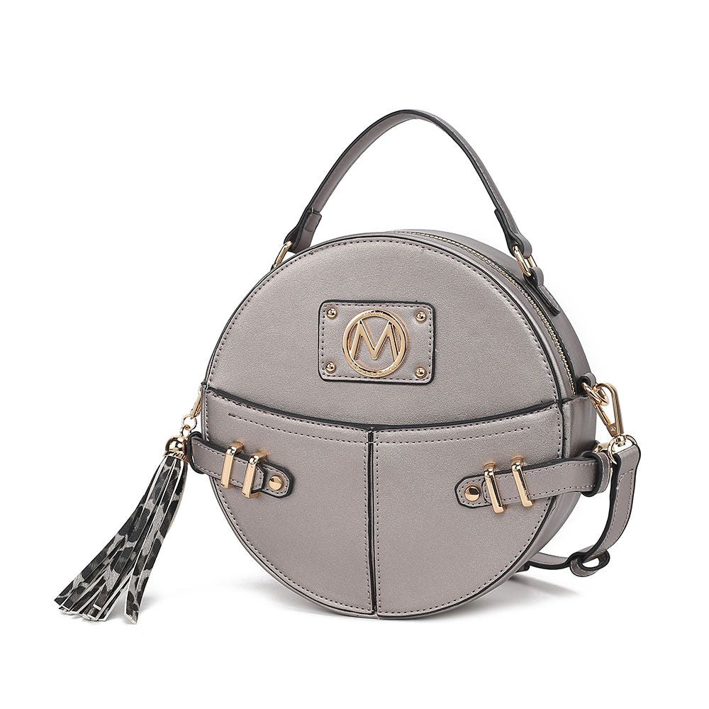 (pewter)Gayle Crossbody Round Handbag Purse by Mia k. - BagNook