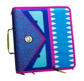 (purple)The Dual Monster - 2-1.5in D Ring Zipper Binders w/Pencil Case - BagNook