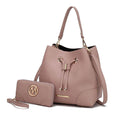 Load image into Gallery viewer, (blush pink)Callie Solid Bucket Bag with Matching Wallet by Mia K - BagNook
