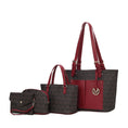 Load image into Gallery viewer, (red)Havenly 4pc Signature Vegan Leather Tote Bag Set by Mia K - BagNook
