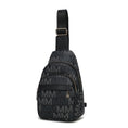 Load image into Gallery viewer, (black)Helaena M Logo Printed Vegan Leather Sling Bag by Mia K - BagNook
