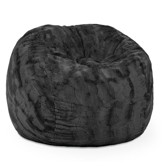 Jaxx Saxx 3 ft Bean Bag Chair - Faux Fur - Black - BagNook