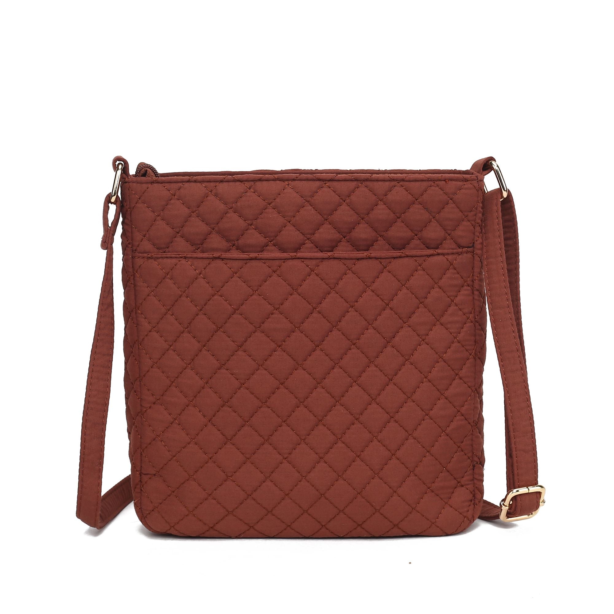 (brown)Lainey Solid Quilted Crossbody by Mia K - BagNook