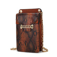Load image into Gallery viewer, (cognac)Yael Snake embossed Vegan Leather Phone Crossbody Mia K - BagNook
