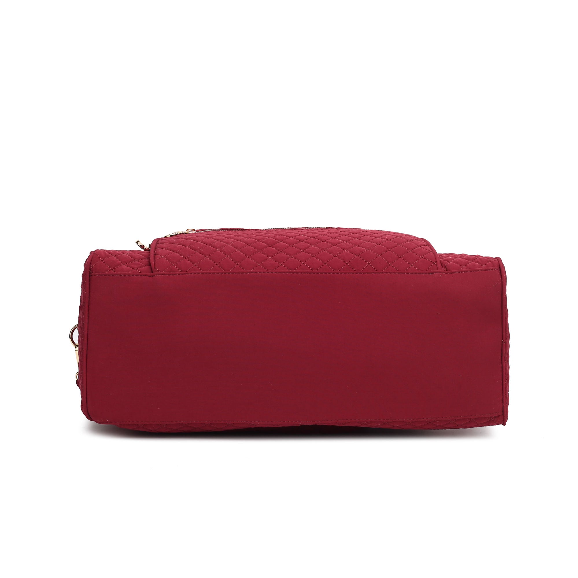 (wine)Jayla Solid Quilted Cotton Duffel Bag by Mia K - BagNook