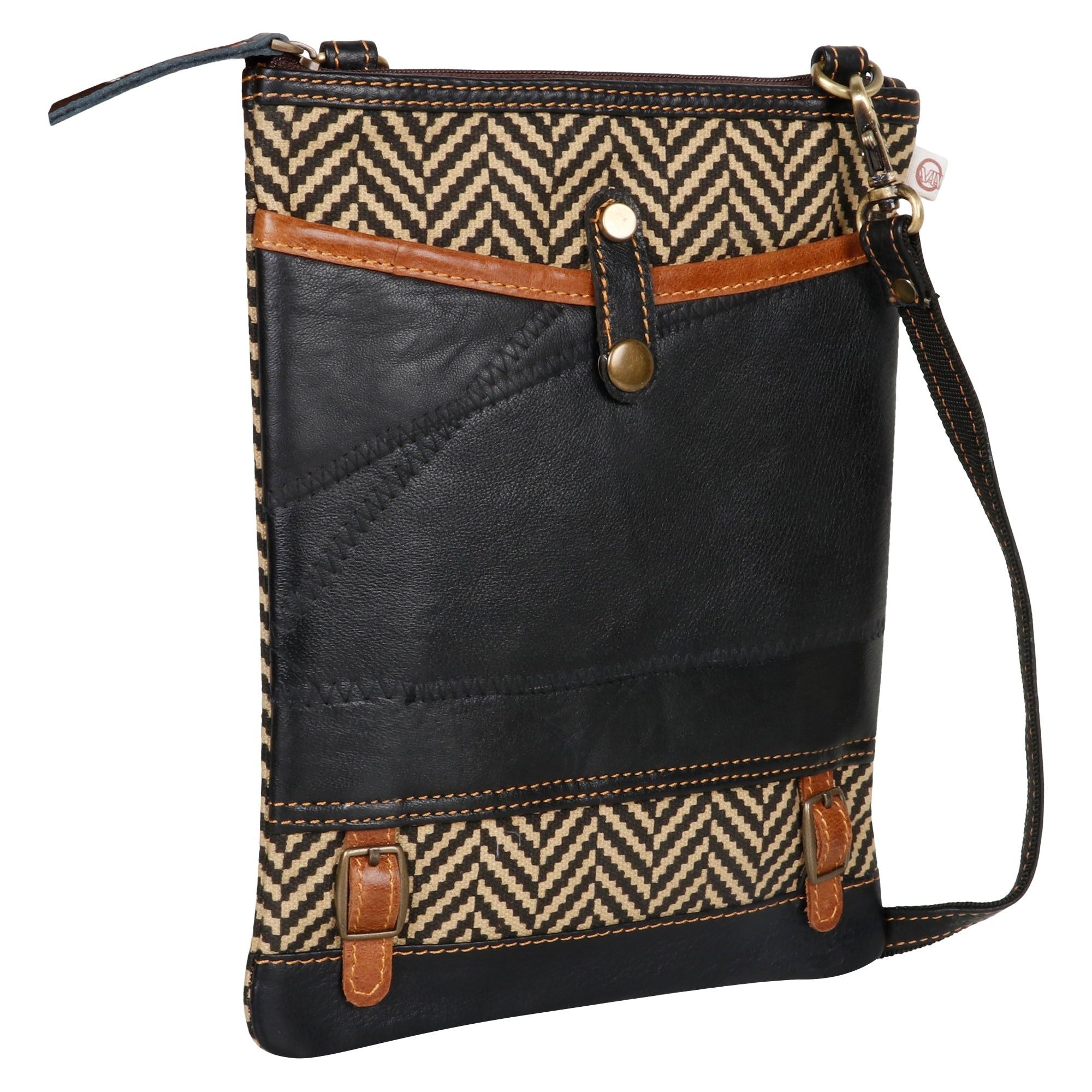 Patterson Herringbone crossbody - Upcycled Leather - BagNook