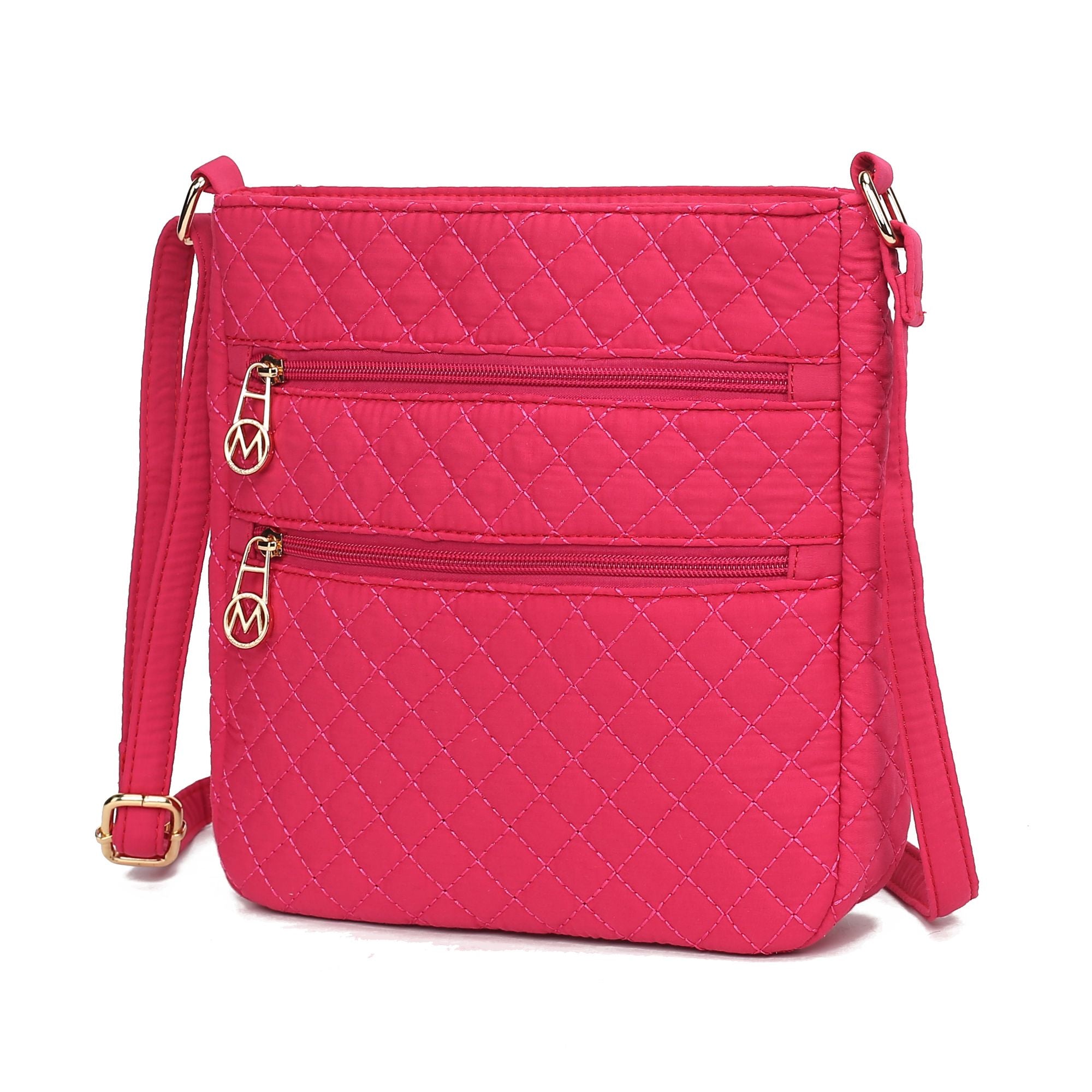 (fuchsia)Lainey Solid Quilted Crossbody by Mia K - BagNook