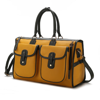 (mustard)Genevieve Duffel Color Block by Mia k - BagNook