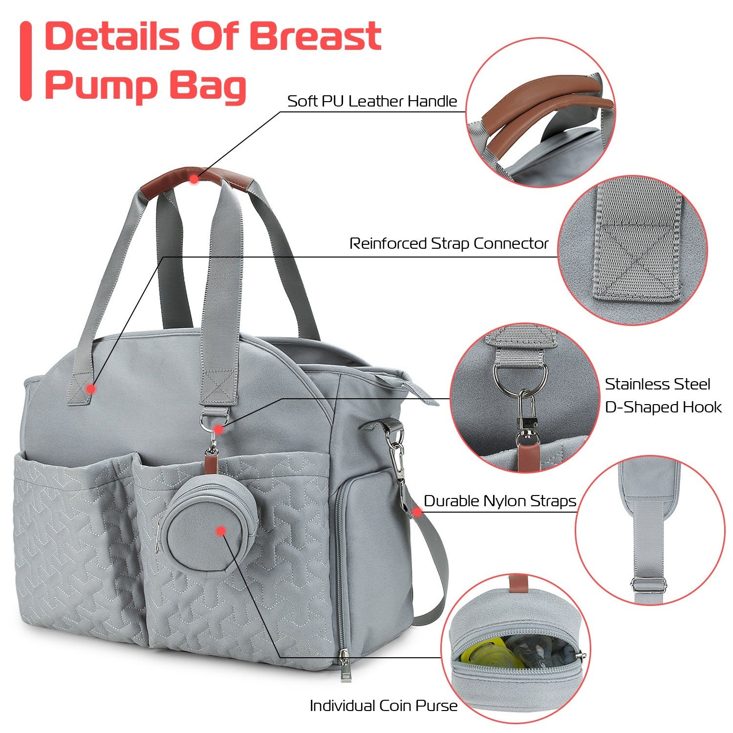 (lightblue)Breast Pump Diaper Tote Bag - BagNook