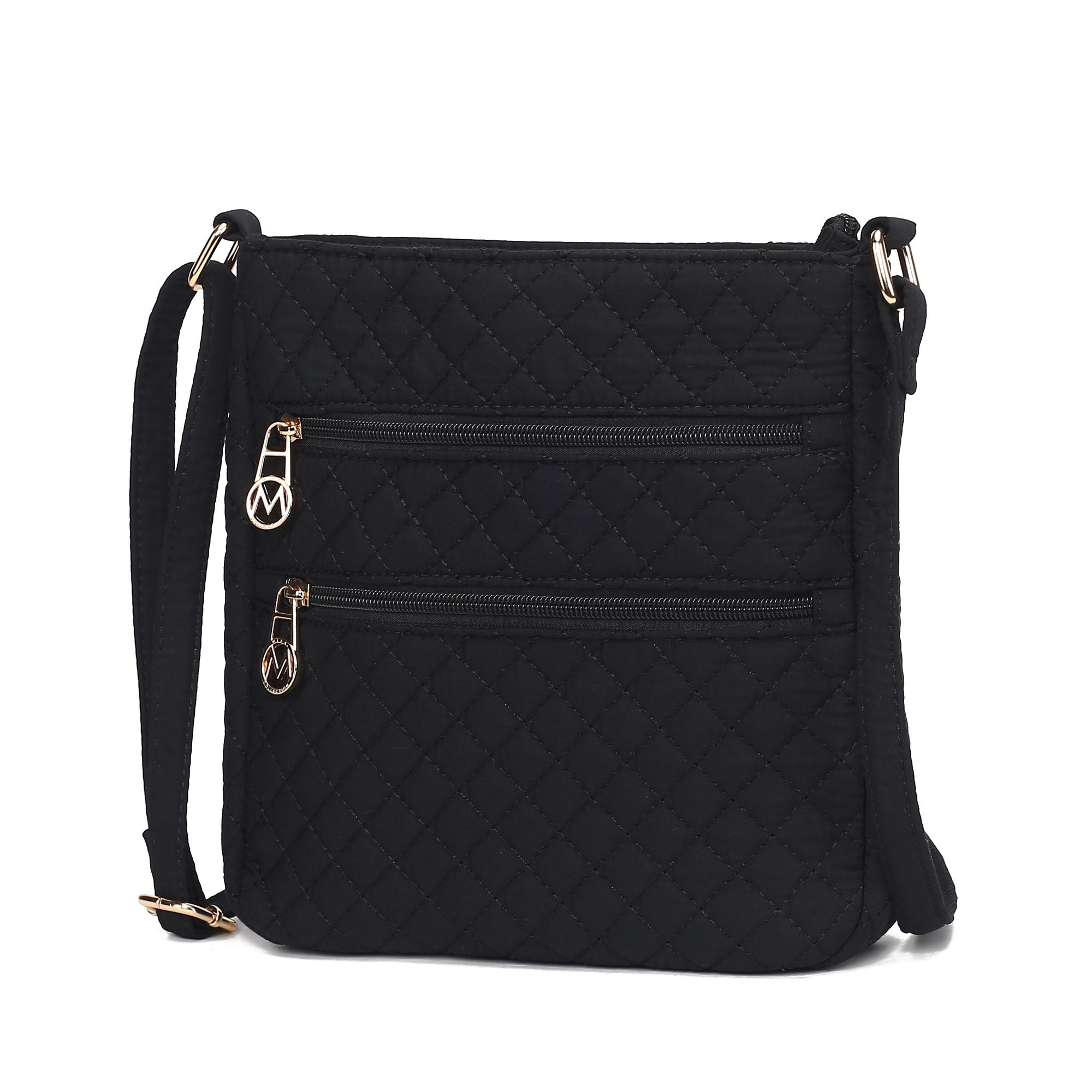 (black)Lainey Solid Quilted Crossbody by Mia K - BagNook