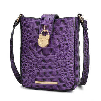 (purple)Avery Faux Crocodile Embossed Crossbody by Mia K - BagNook