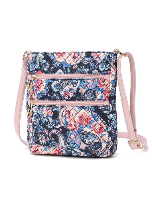 (blush mauve)Lainey Quilted Botanical Pattern Crossbody by Mia k - BagNook