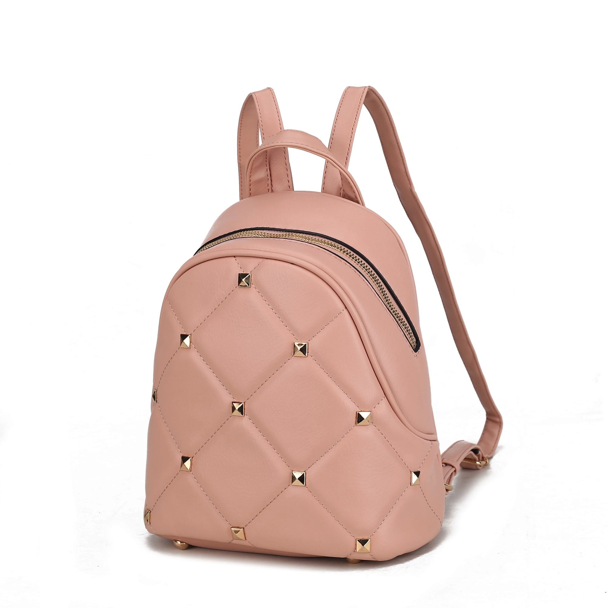 (blush)Hayden Quilted w/Studs Daypack - BagNook