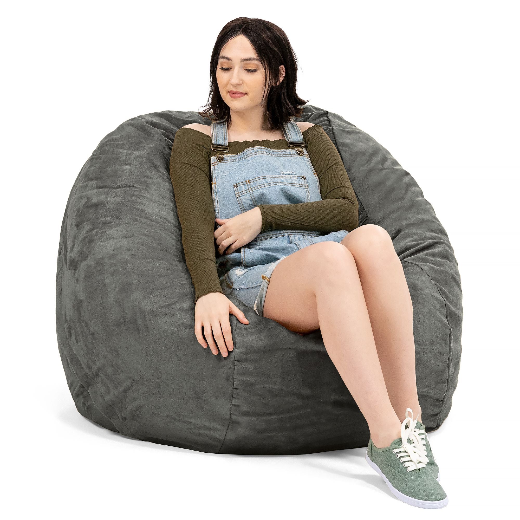Jaxx Saxx 4 Foot Round Bean Bag, Charcoal - BagNook
