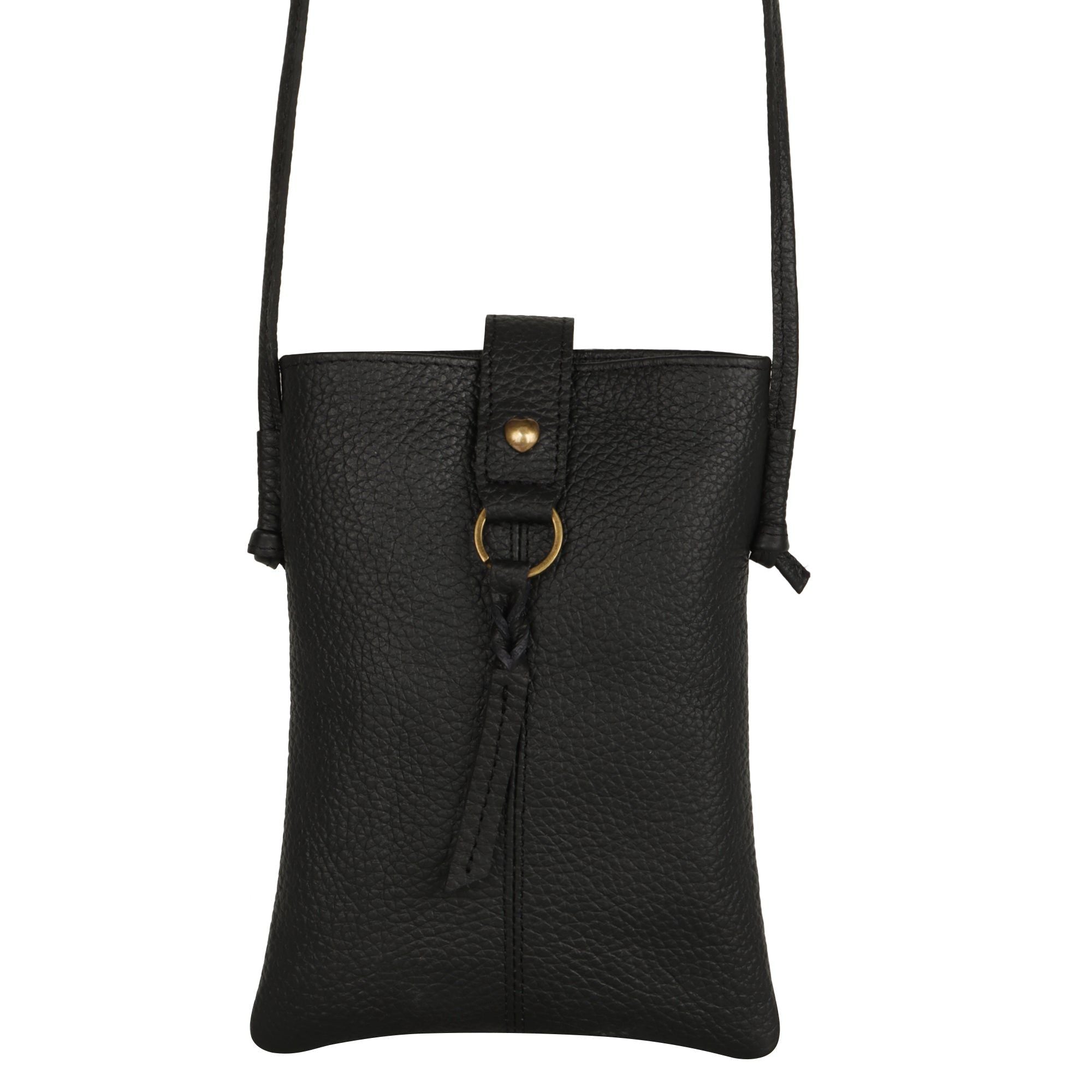 Jennie Small Crossbody bag w/ slim strap - Black - BagNook