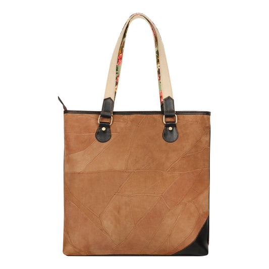 Mia Square Leather Tote Bag - Summer Jungle - Upcycled - BagNook