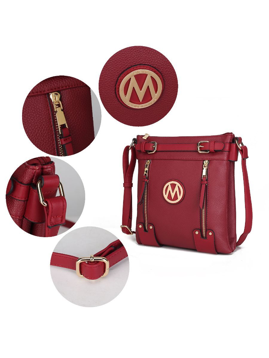 (red)Lilian Vegan Leather Crossbody by Mia k - BagNook