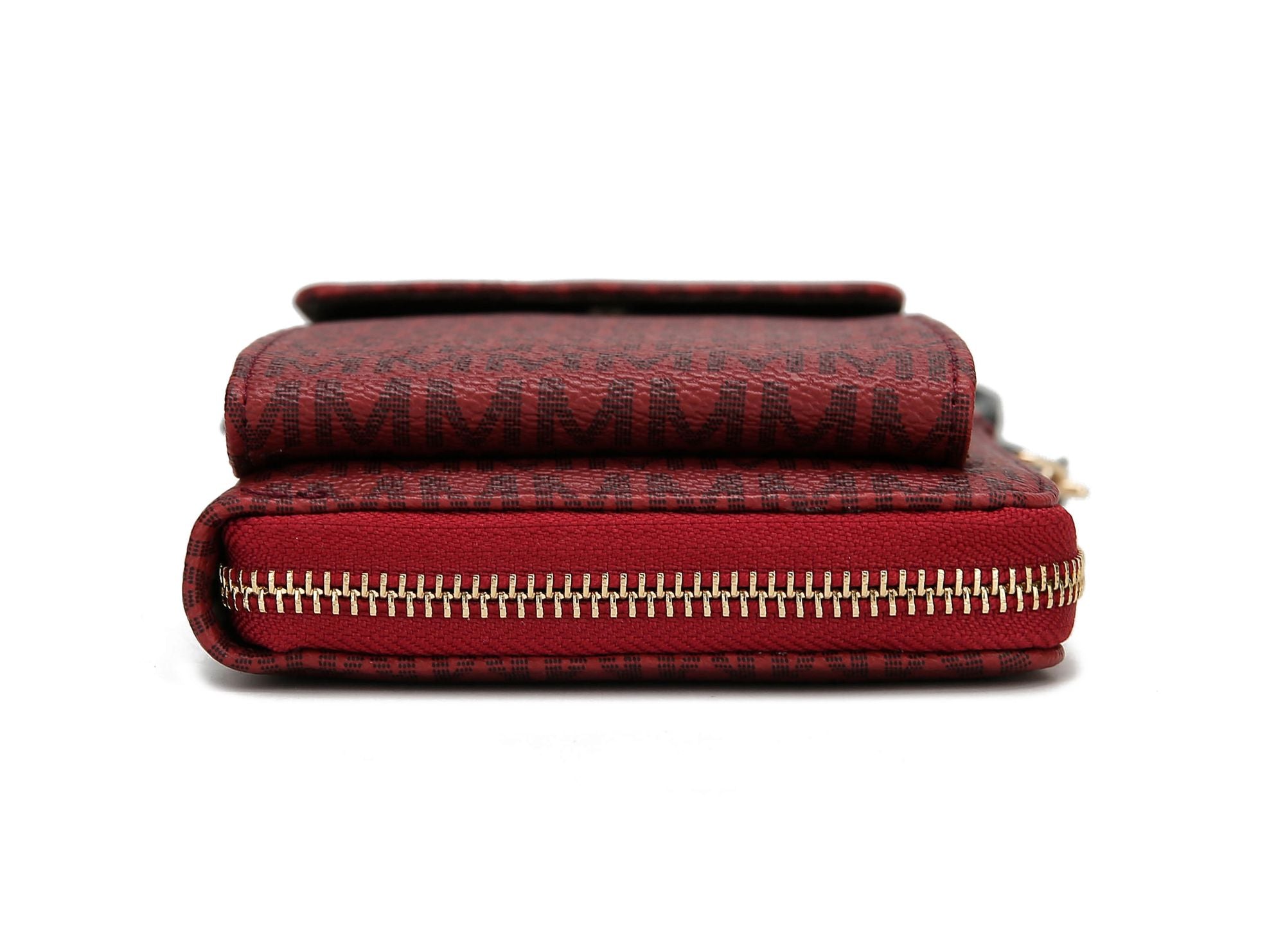(burgundy)Mala Phone Wallet Vegan Leather Crossbody Bag by Mia k - BagNook