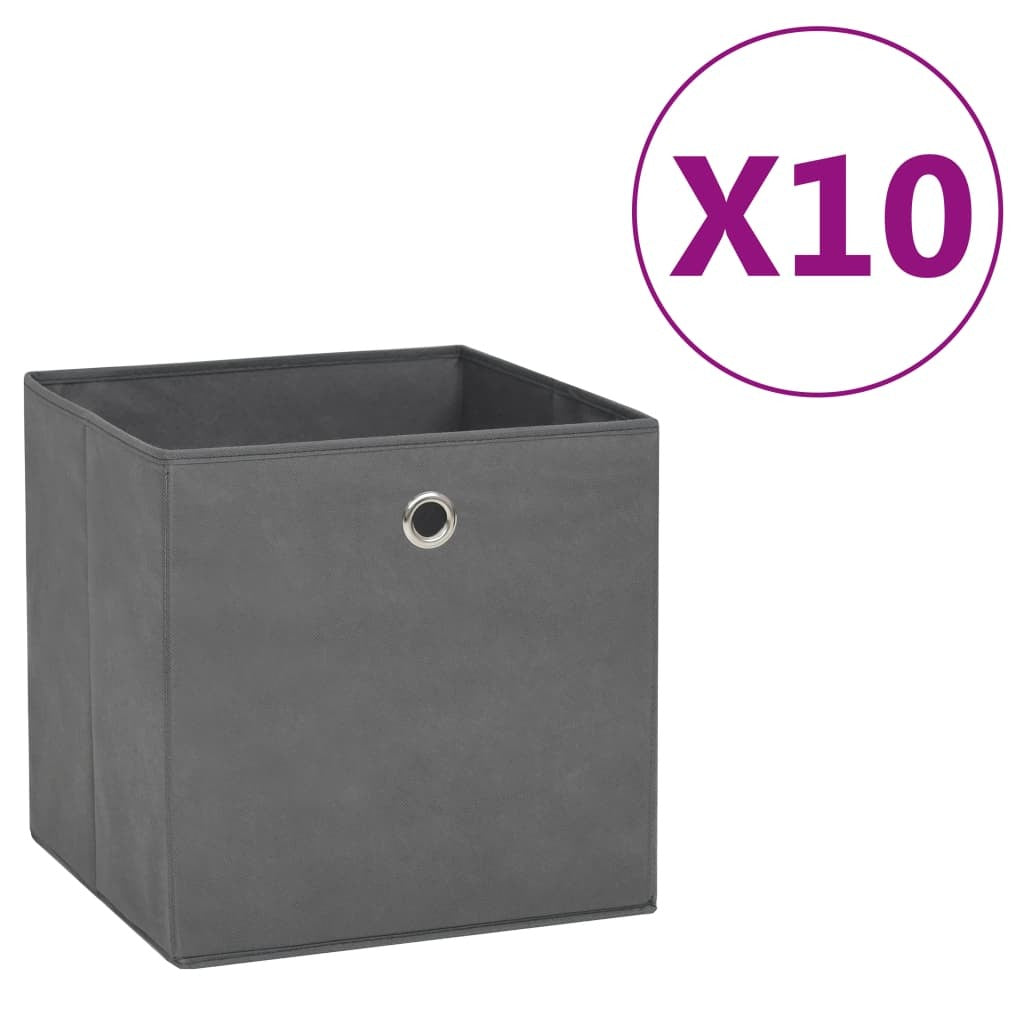Storage Boxes 10pc Non-woven Fabric 11"x11"x11" - Gray - BagNook