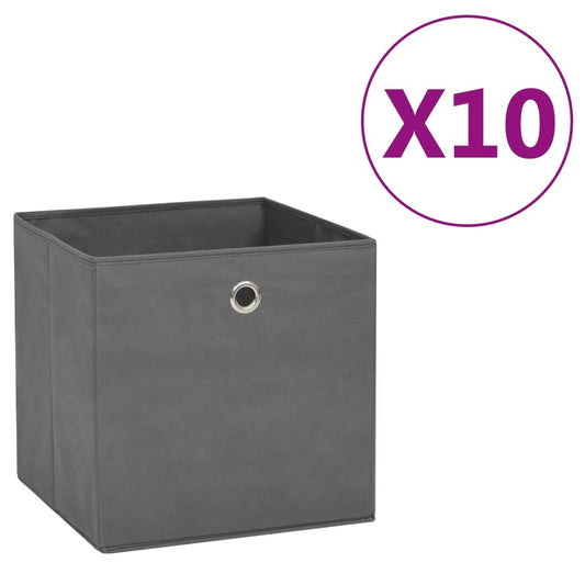 Storage Boxes 10pc Non-woven Fabric 11"x11"x11" - Gray - BagNook